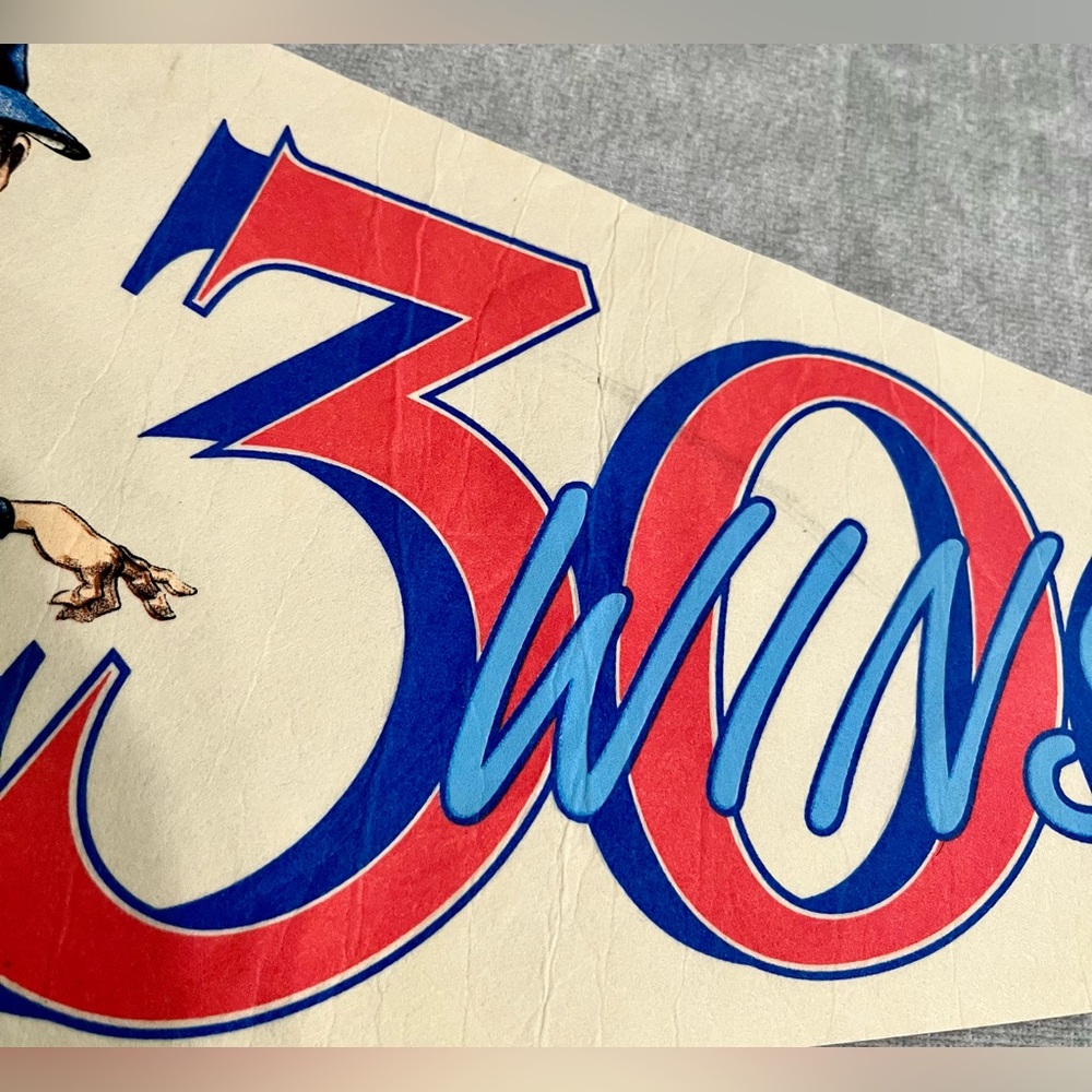 1989 Nolan Ryan MLB Texas Rangers 300 Wins Pennant Flag Vintage - Picture 6 of 15